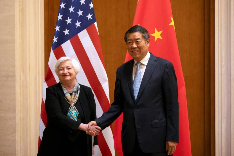 زيارة وزيرة الخزانة الأميركية جانيت يلين إلى الصين (رويترز)