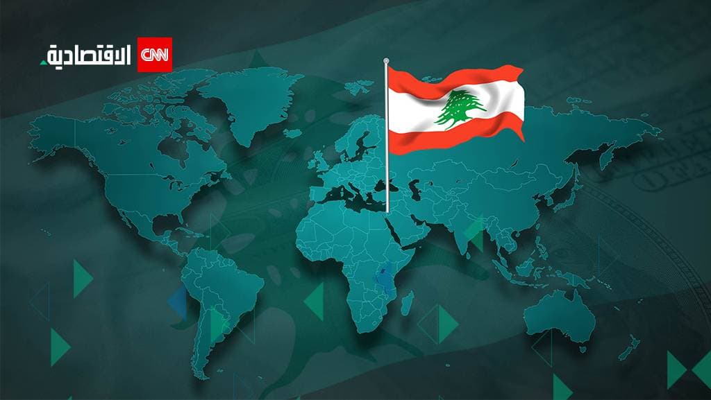 علم لبنان على خريطة لبنان