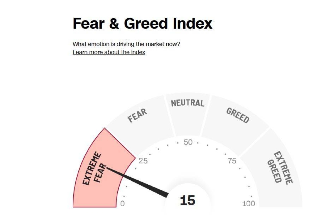 مؤشر «الخوف والجشع» يهبط إلى 15 نقطة.. الأسواق في قبضة الذعر