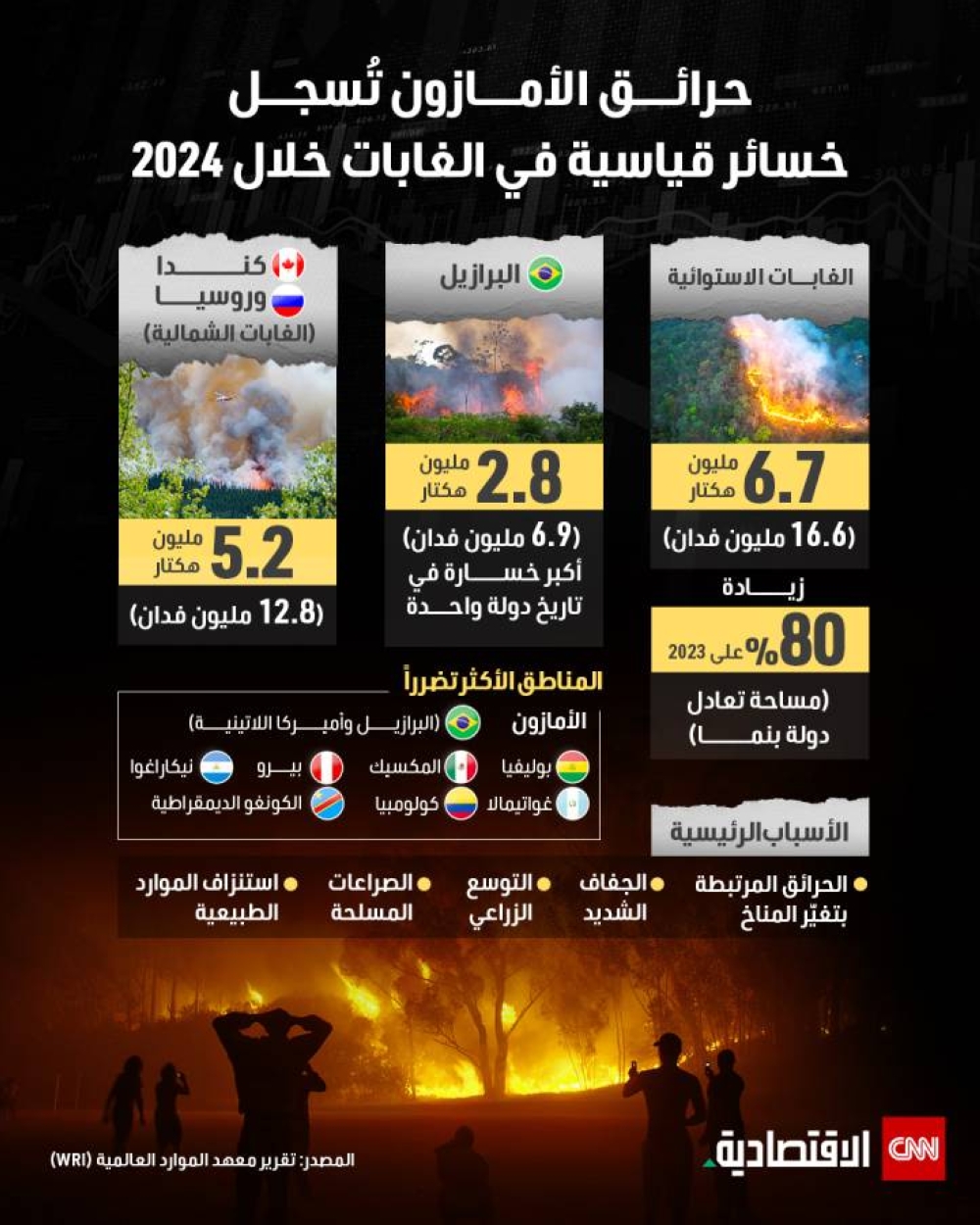 حرائق الأمازون تُسجل خسائر قياسية في الغابات خلال 2024 
